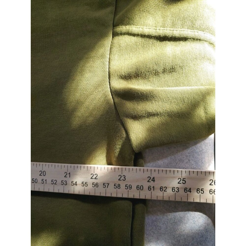 Nike Oversized Cropped Long Sleeve Crew Neck Sweatshirt Olive Green Textured SzM - Picture 4 of 9